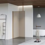 Fortifura Galeria inloopdouche - 90x200cm - rookglas - plafondarm - PVD - geborsteld koper