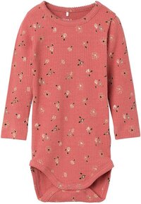 NBFosana Long Sleeve Body - Rood - Gebloemd - Lange mouw - Baby - Maat 68 - Katoen - Herfst/Winter 2023