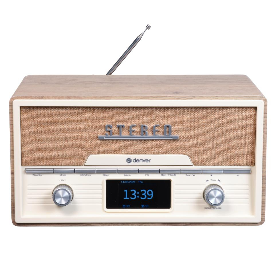 Denver MDA525 - Retro DAB Radio CD Speler - Bluetooth - Lightwood