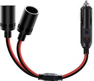 Nilight Sigarettenaansteker in de auto Splitter Plug Socket 2-Way Splitter Splitter Splitter 1 Auto Sigarettenpoort naar 2 DC-poorten Power Charger Port Splitter Adapter met 15A inline zekering, 2