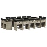 vidaXL 15-delige Tuinset met Kussens, Poly Rattan, Lichtgrijs