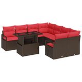 vidaXL Tuinbank - Set - 9 - st - Bruin - Poly - rattan