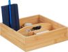 Merkloos Relaxdays bureau organizer - met handvat - 4 vakken - bamboe
