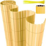 Merkloos Balkonscherm PVC Flexibele tuinscherm Zichtwerende omheining van pvc, inkijkbescherming, windscherm voor balkon; voor buiten; balkon, terras en tuin Bamboe 90*800cm