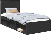 vidaXL Bedframe met hoofdeinde Zwart 90 x 200 cm Massief grenenhout