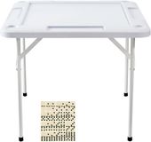 Table de Mahjong pliable sans marque, matériau HDPE, 90 x 90 x 74 cm, Blanc