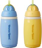 Tommee Tippee Geïsoleerde actieve rietjesbeker – 2 stuks – 266 ml – lekvrije waterfles voor peuters 12m+ - blauw en geel