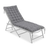 Relaxdays Tuinbankkussen, Gewatteerd, 180x70 cm, Met Banden, Voor Buiten, Grijs