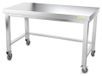 GOLDINOX Plan de travail en acier inoxydable avec support, dimensions 1400 x 500 mm, avec renfort et roulettes, PREMIUM