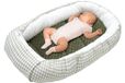 Medi Partners Babynest Knuffelnest 100% Katoen Nest Reis Bed voor baby's 100x60x15cm Uitneembaar inzetstuk (Plaid met oliijfkleurige Minky)