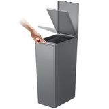 EKO Morandi Prullenbak voor in de keuken, 40 liter, met aanraakdeksel, slanke kunststof afvalemmer met recyclingstickers en gemakkelijk te reinigen afwerking, compact ontwerp voor thuis of op kantoor