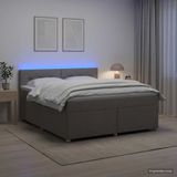 vidaXL Lit plateforme avec matelas, couleur taupe, 140 x 200 cm, avec revêtement en tissu