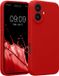 kwmobile telefoonhoesje geschikt voor Apple iPhone 16 - TPU backcover met siliconen coating - Smartphone case in klassiek rood