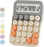 Merkloos / Sans marque 12 Cijferige Calculator met Grote Knoppen - Modern Design voor Kantoor en Thuis - Grijs Wit