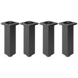cyclingcolors 4 x meubelpoten 33 x 33 mm hoogte 120 mm van kunststof met verstelbaar 10 mm universeel voor bank, kast, keuken en badkamer, mat zwart