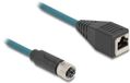 Delock M12 8-pins X-gecodeerd (v) - RJ45 (v) industriële netwerkkabel | CAT6a | PUR | 0,50 meter