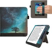 kwmobile e-reader hoesje geschikt voor Kobo Libra Colour hoes - E reader flip case van kunstleer - Ereader cover met stand - Sterrenstelsel en Boom design in blauw / grijs / zwart