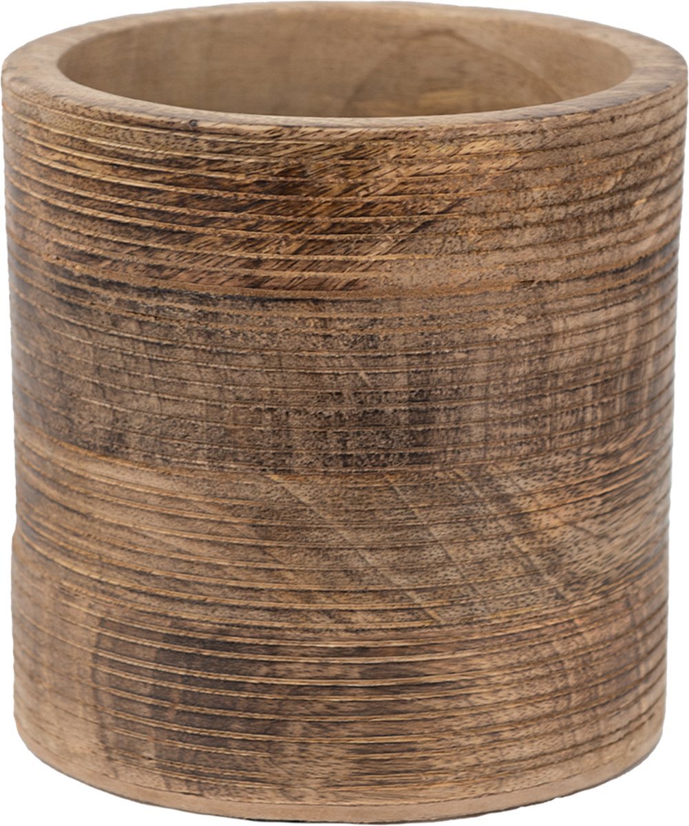 Clayre & Eef Bloempot Ø 15x14 cm Bruin Hout Bloempot binnen Plantenpot Plant pot