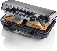 Bestron XL Tosti ijzer voor 2 Tosti's, Tosti apparat met antiaanbaklaag & indicatielampje, 1000W, kleur: Titangrijs