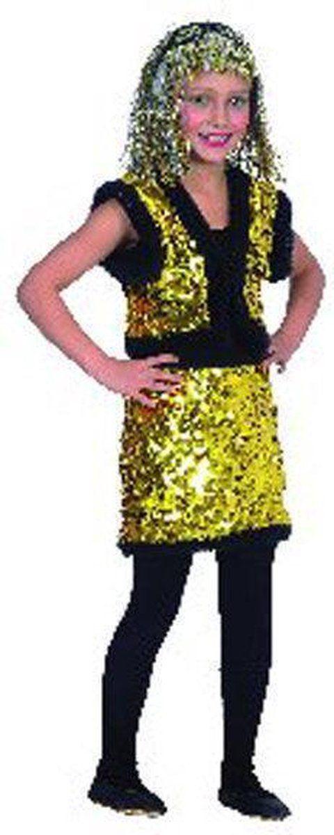 Feestdirect Discomeisje Pailletten Goud - Polyester - Goud - EAN: 4003417618314