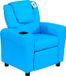 Homcom Fauteuil enfant Bleu Similicuir Dossier réglable Porte-gobelet