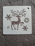Stencil - Rendier met sneeuwvlokken - 13 x 13 cm - Kaarten maken / Scrapbooking - Merkloos