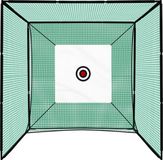 MonsterShop Monster Group BV Golf Oefenkooi en Net - Zwart Frame & Groen Net - 3x3x3m - Inclusief Kunstgrasmat