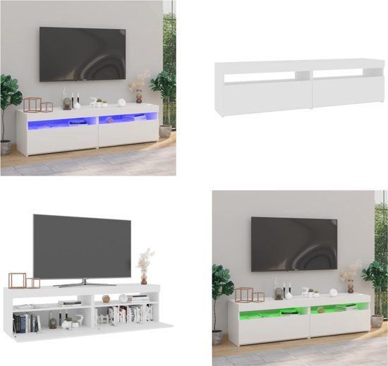 vidaXL Tv-meubelen - 2 stuks met LED-verlichting - 75x35x40 cm - wit