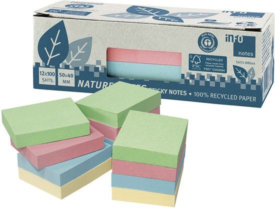 Info Notes Zelfklevende Notities Nature Assorti 50 x 40 mm (12 stuks)