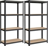 SONGMICS 4-tier stellingen, set van 2 stalen stellingen voor opslag, boutloze montage, voor garage, schuur, laadcapaciteit 520 kg elk, 40 x 80 x 160 cm, zwart GLR044B02