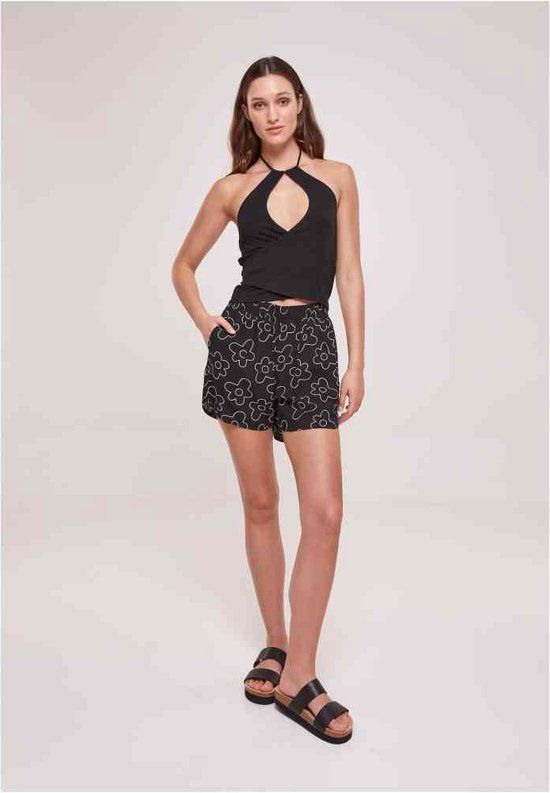 Urban Classics All over Print Viscose Resort Korte Broek - Zwart/Wit - L