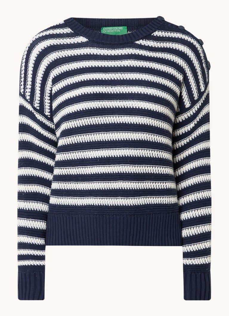 Benetton Grofgebreide trui met streepdessin - Dames