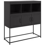 vidaXL Dressoir - Staal - Zwart - 100,5x39x107 cm