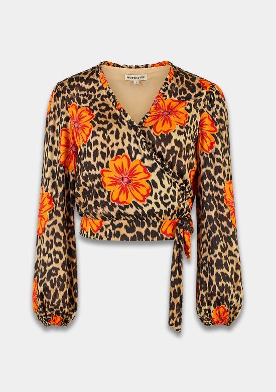 Harper & Yve Flora-LS Dames Blouse V-hals Lange Mouw Viscose Panterprint Lexie Leopard Bloom