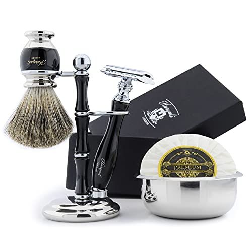 Haryali London Scheergeschenkset voor mannen met alle Acessories scheerscheermesje zeepkom scheermes en borstelstandaard een perfecte geschenkset op deze kerst.