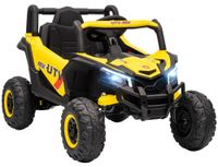 Voiture électrique pour enfants - Voiture électrique avec siège - 12V - Télécommande - Quatre roues motrices - Fonction d'assise - Plastique - 96 x 61 x 56 cm - Jaune