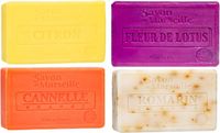 Le Chatelard 1802 Set Marseille zeep 4 x 100 gram - Citroen Lotusbloem Kaneel Rozemarijn - 6090518752748