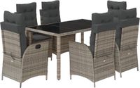 vidaXL 7-delige Tuinset met Kussens Poly Rattan Grijs