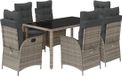 vidaXL 7-delige Tuinset met Kussens Poly Rattan Grijs