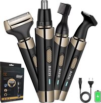 BAESS 4-in-1 Neustrimmer - Oplaadbaar - Neus, Oor, Wenkbrauw & Baard Trimmer - Zwart/Goud