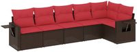 vidaXL 6-delige tuinbankset met kussens, bruin, polyrotan