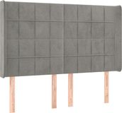 vidaXL Hoofdbord met randen 147x16x118/128 cm fluweel lichtgrijs