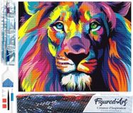 Figured'Art Diamond Painting set Volwassenen 40x50 cm Leeuw Pop-art