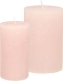 Set de bougies coniques/cylindriques - 2x - rose clair - modèle rustique