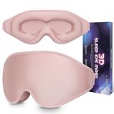 Slaapmasker, 3D-oogmasker om te slapen, 100% lichtblokkerende oogbedekking met verstelbare riem, nachtblinddoek voor vrouwen, traagschuim, roze