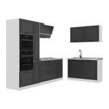 Vicco Cuisine en angle "R-Line", Anthracite campagne/Blanc 230 x 120 cm