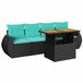 vidaXL 5-delige Loungeset met Kussens, Zwart, Polyrattan
