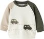 NAME IT Baby Vesten NBMOMAND LS SWEAT BRU - Maat 50 - Katoen - Lange mouw - Ronde hals - Dierenprint - Herfst/Winter 2026 - Antique White