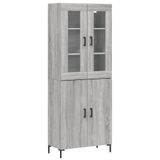 vidaXL Hoge kast 69,5x34x180 cm bewerkt hout grijs sonoma eikenkleurig
