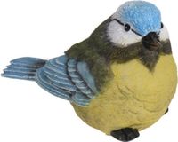 Koopman International Decoratie Tuinbeeld oiseau - pimpelmees - polystone - 12 cm - Beelden